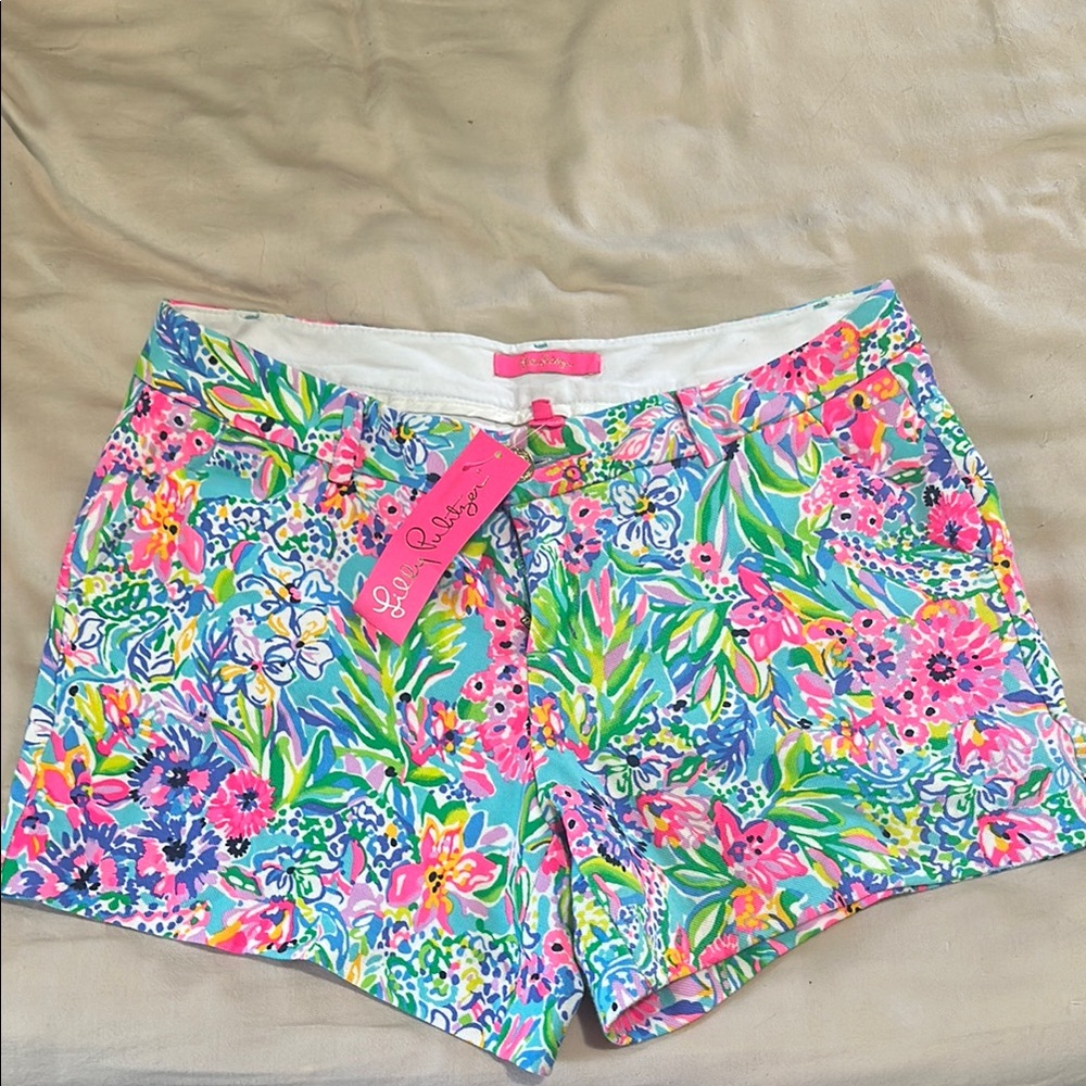 Lilly Pulitzer Amalfi Blue Alligator Isle size 12 shorts NWT